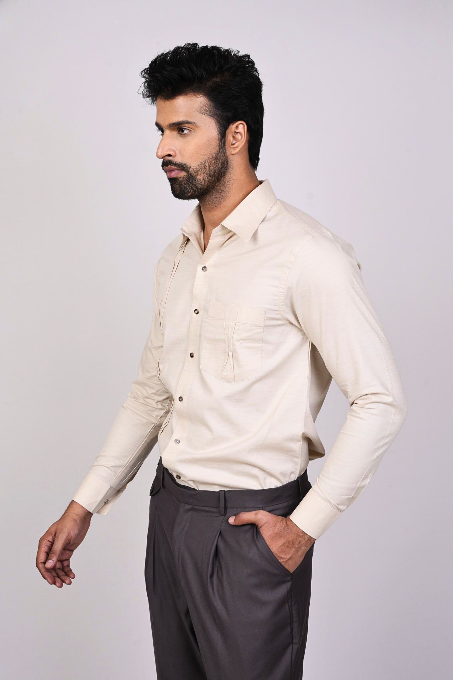 Cream Shirt-Men
